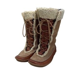 Hush Puppies Leather Lace Up Winter‎ Boots H503761 - Women’s Size 6M- Taupe